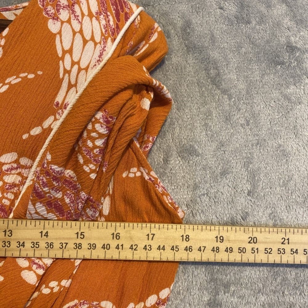 Maurices Top‎ Womens Sz S Orange Flowy Boho Hippie Cottage Beach Resort Cruise - Picture 4 of 11